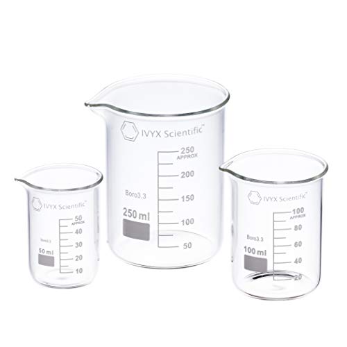 Borosilicate Glass 3 Beaker Set (50 ml, 100 ml, 250ml)